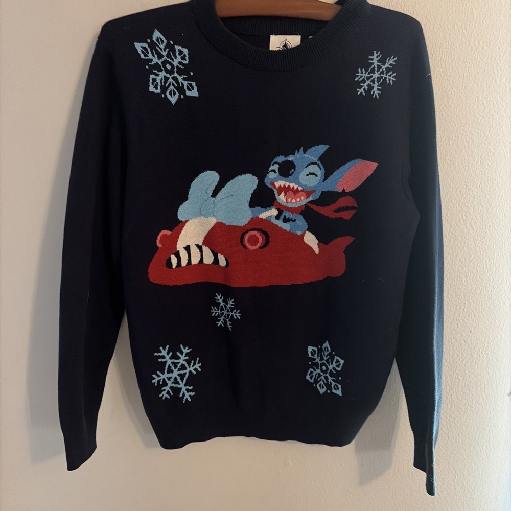 Disney Store Stitch Space‎ Mountain Rocket Holiday Christmas Sweater Adult Small